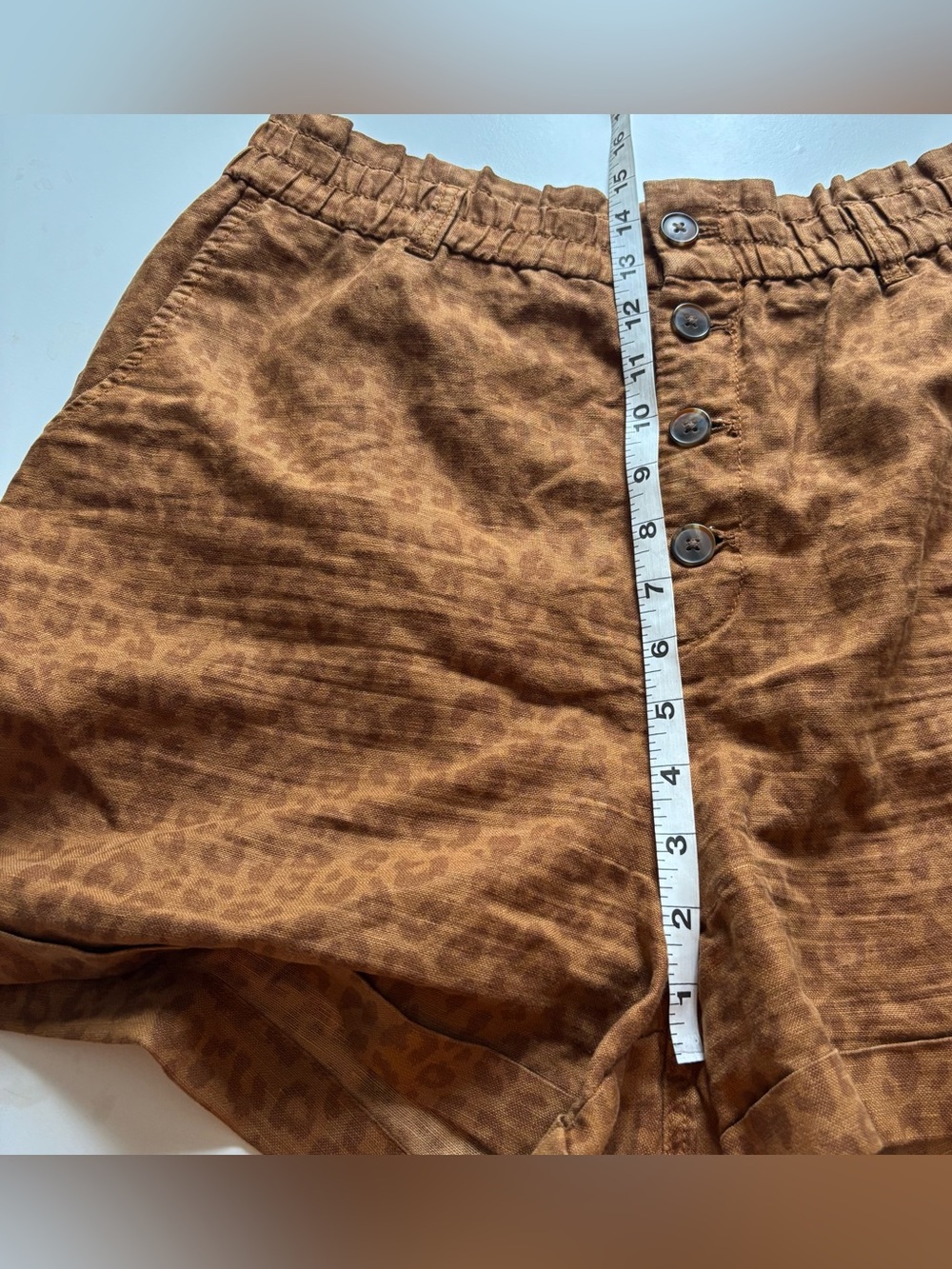 Gap Khakis animal print shorts 14 tall linen cotton blend brown tan leopard - Picture 11 of 12